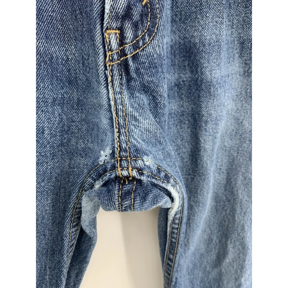 Levis 505 Jeans Mens 33x30 Blue Distressed‎ Straight Leg Medium Wash Denim Pants